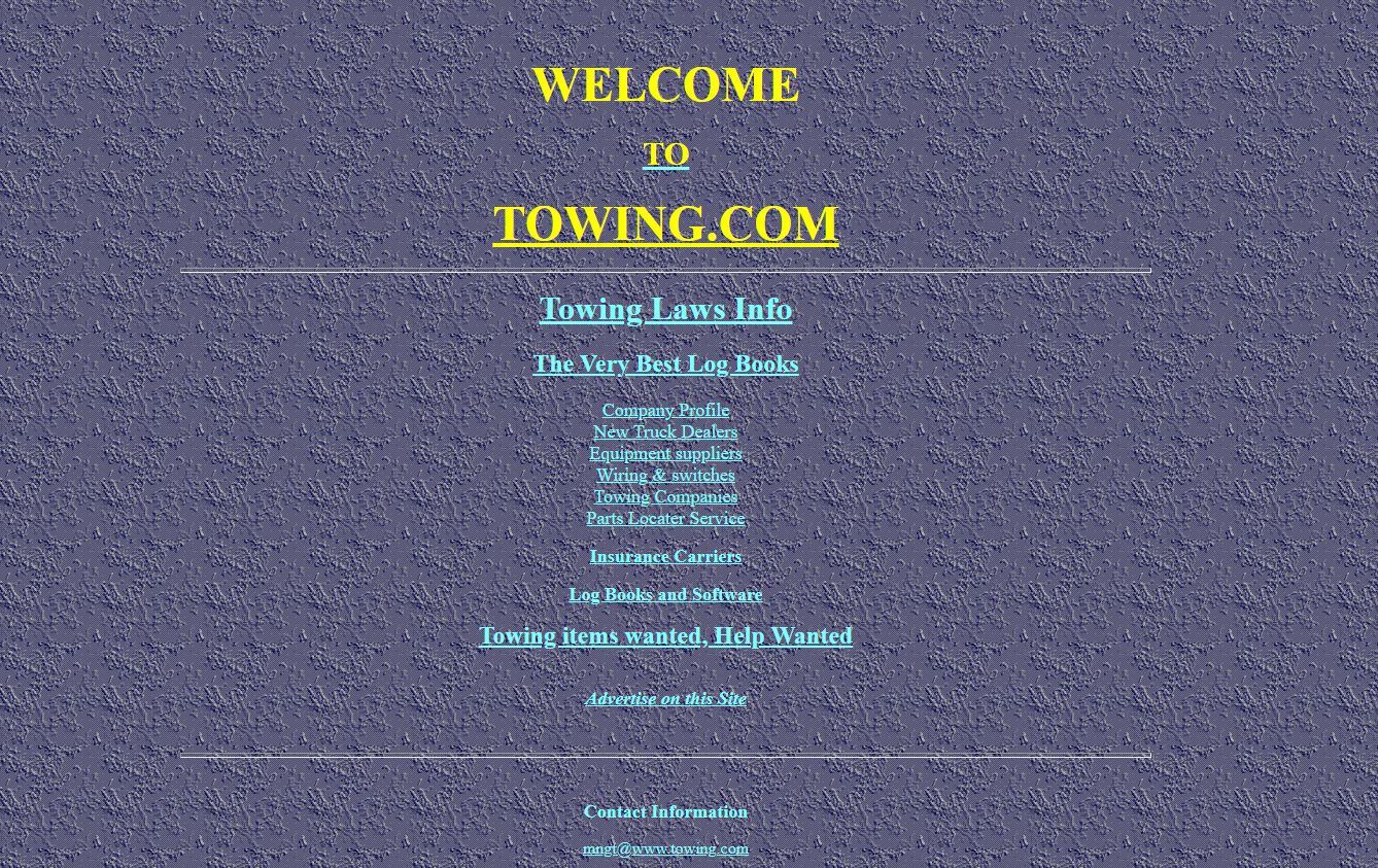 Towing.com Homepage in 1997