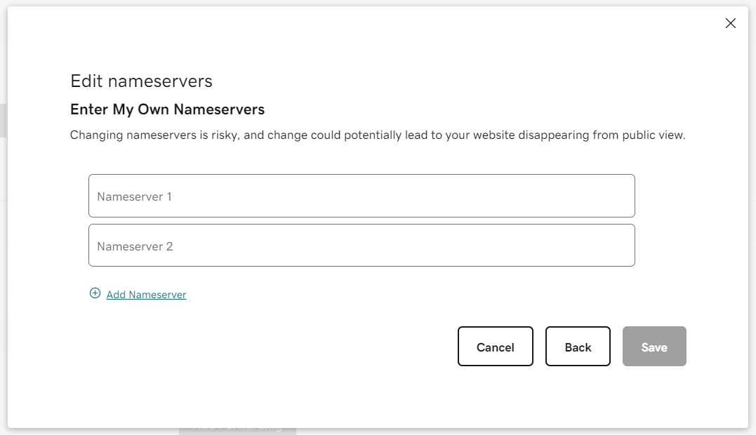 GoDaddy Enter My Own Nameservers