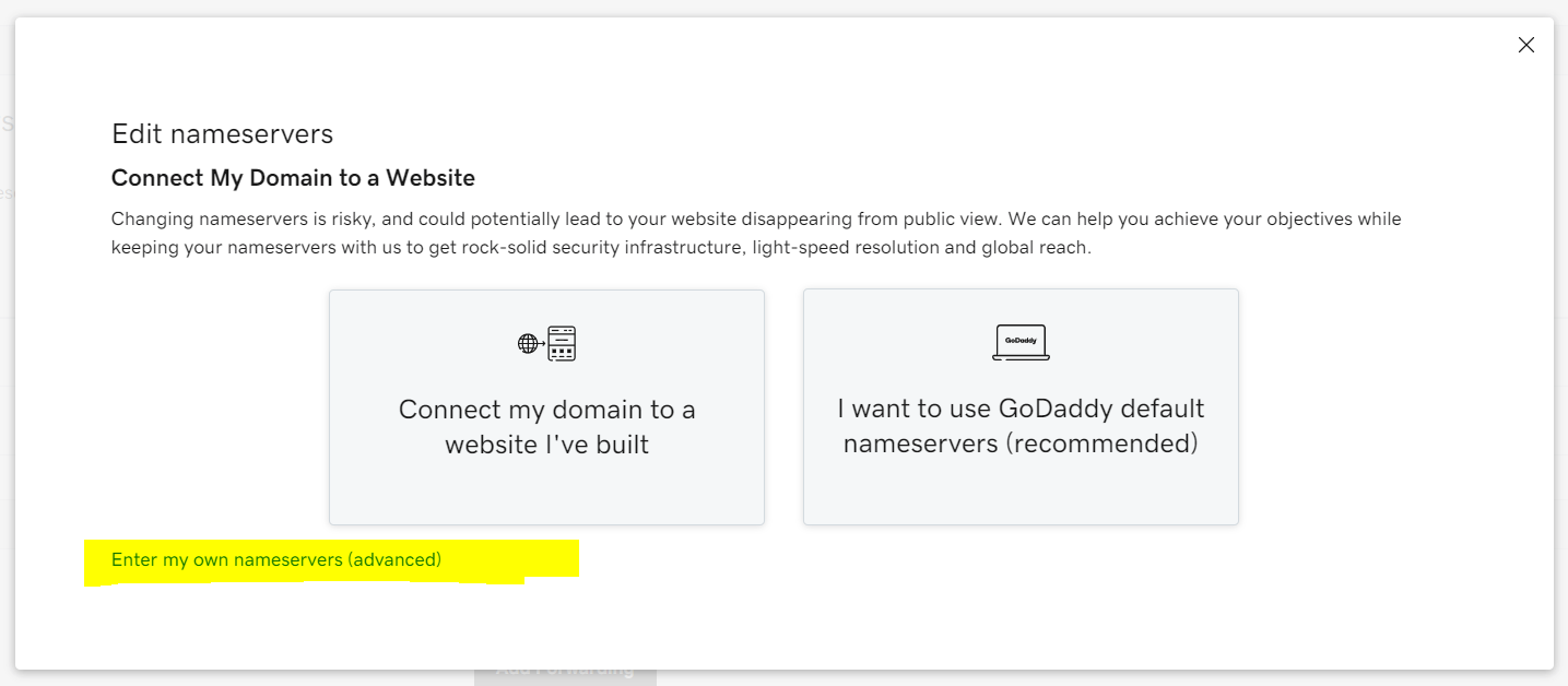 GoDaddy Edit Nameservers 