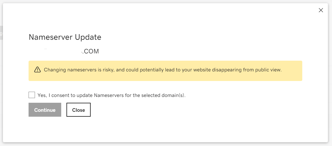 GoDaddy Nameserver Consent