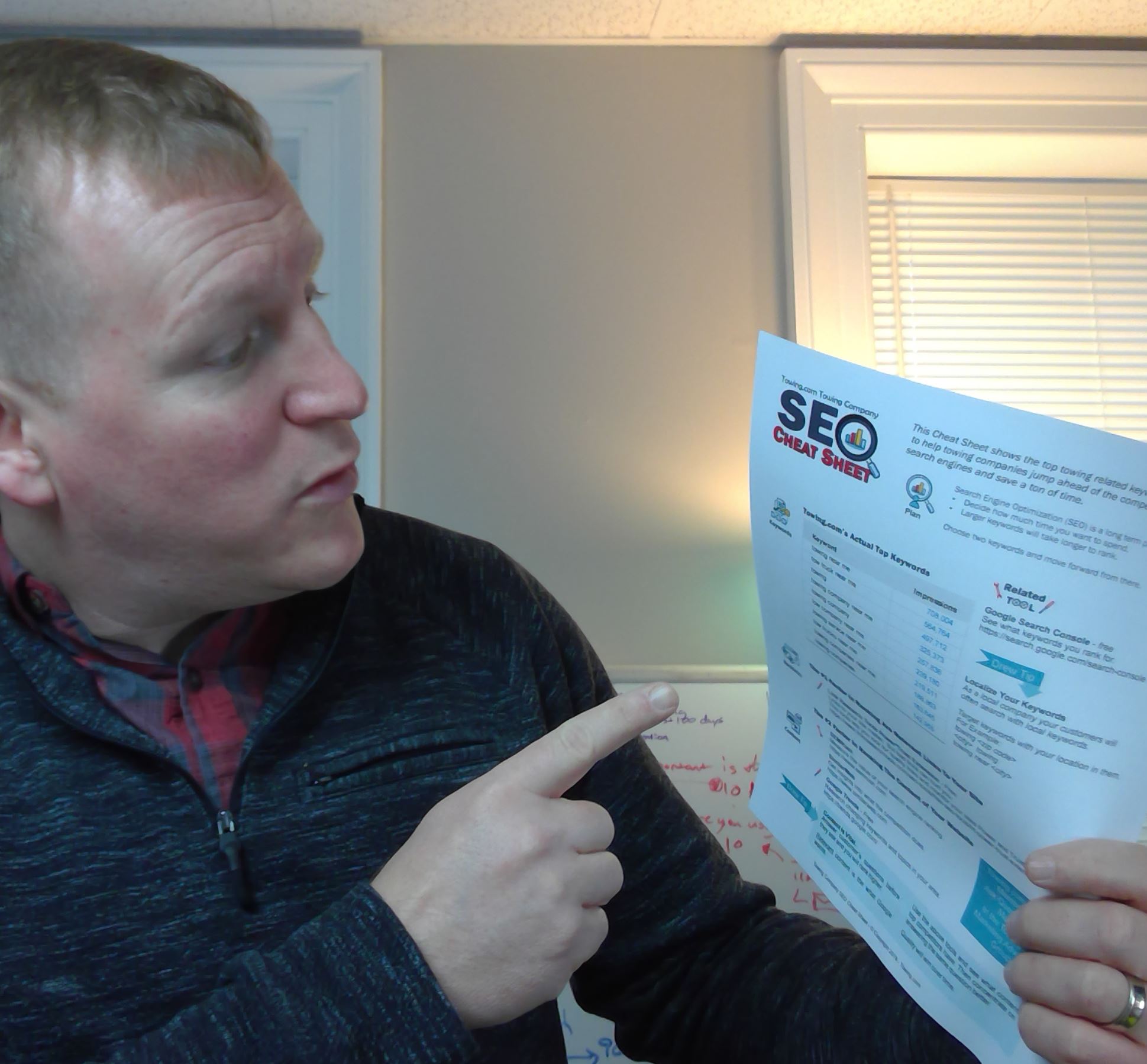 Drew with Towing Company SEO Cheat Sheet